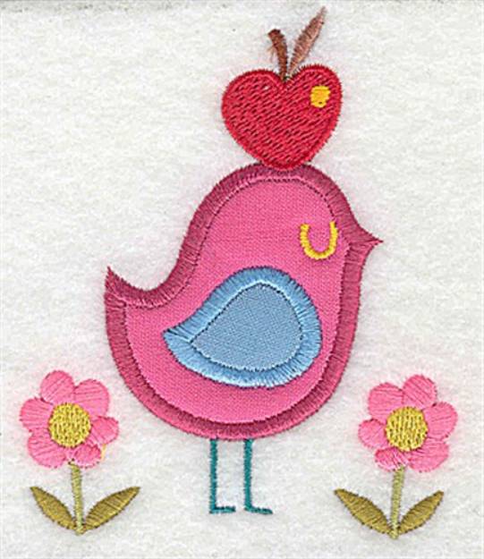 Picture of Bird Apple Applique Machine Embroidery Design