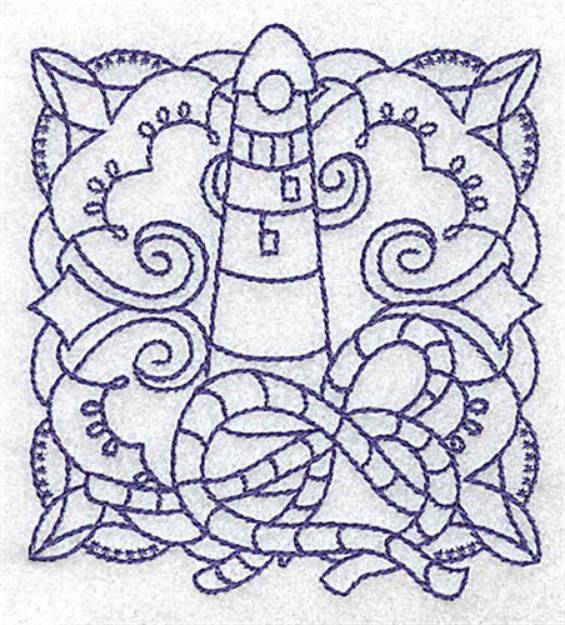 Picture of Lighthouse Quilt Block Machine Embroidery Design