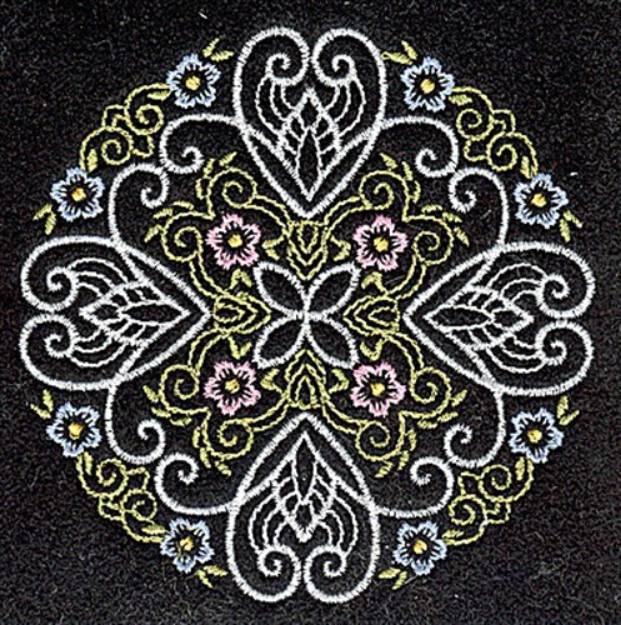 Picture of Round Quilt Floral Machine Embroidery Design