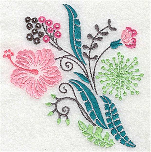 Picture of Dainty Hibiscus Flowers Machine Embroidery Design