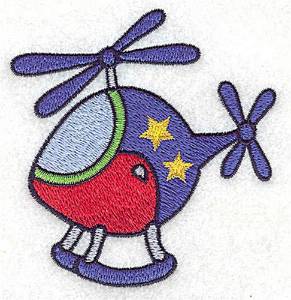Picture of Helicopter with Stars Machine Embroidery Design