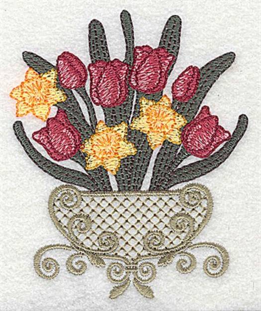 Picture of Tulip and Daffodil Bouquet Machine Embroidery Design