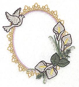Picture of Dove Lily Frame Machine Embroidery Design