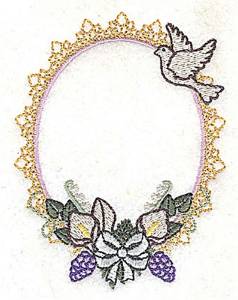 Picture of Dove Floral Frame Machine Embroidery Design