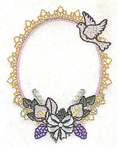 Picture of Dove Floral Frame Machine Embroidery Design