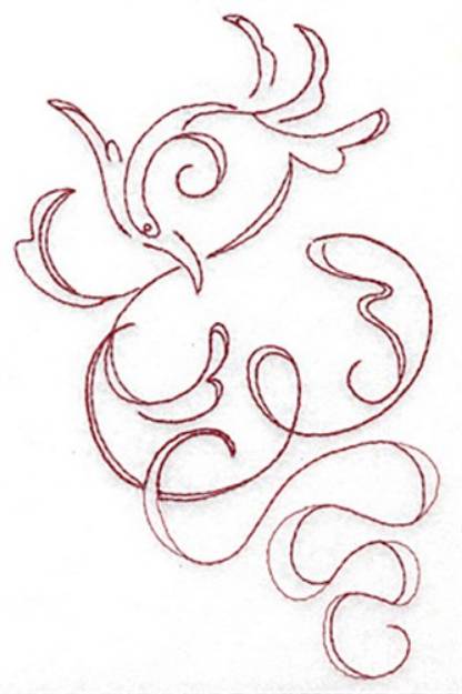 Picture of Redwork Swirl Bird Machine Embroidery Design