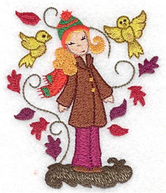 Picture of Woman with Birds Machine Embroidery Design