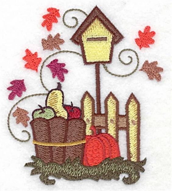 Picture of Autumn Birdhouse Machine Embroidery Design
