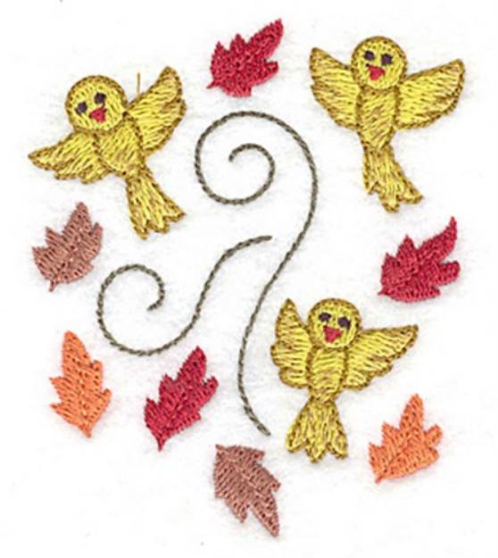 Picture of Birds and Leaves Machine Embroidery Design