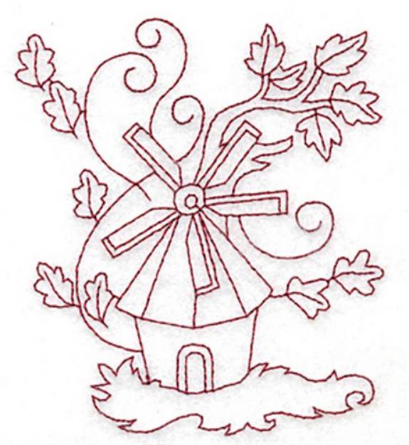 Picture of Windmill Redwork Machine Embroidery Design
