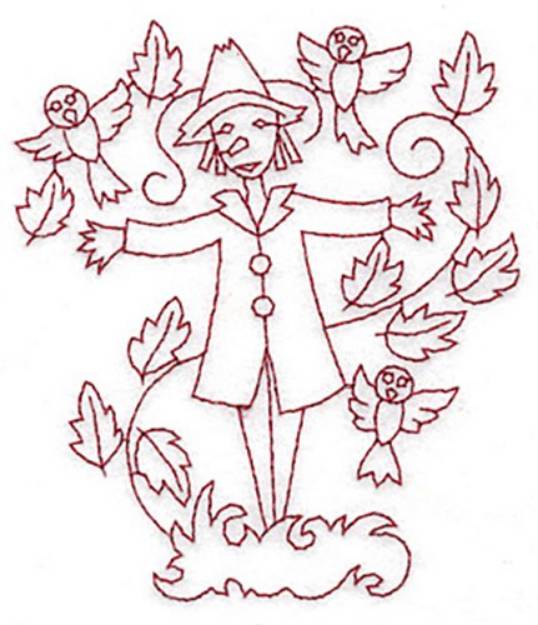 Picture of Scarecrow Redwork Machine Embroidery Design