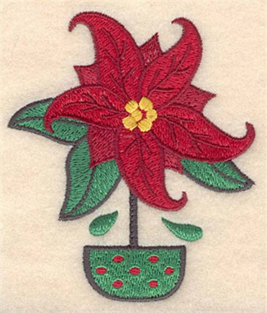 Picture of Poinsettia Pot Machine Embroidery Design