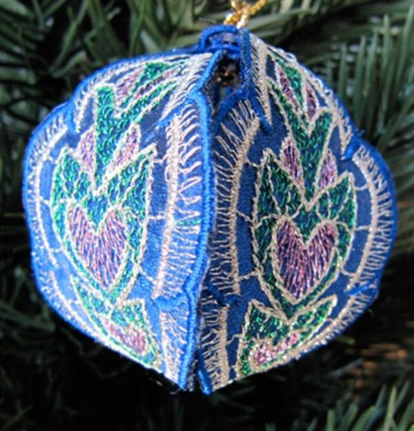 Picture of Christmas Ornament Blue Machine Embroidery Design