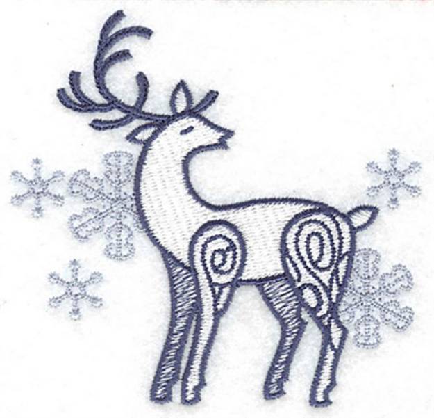 Picture of Reindeer Snowflakes Machine Embroidery Design
