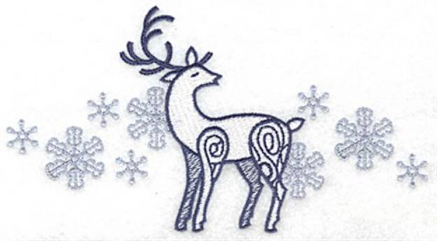 Picture of Reindeer Snowflakes Machine Embroidery Design