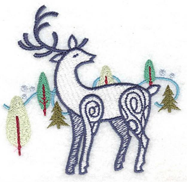 Picture of Reindeer Forest Machine Embroidery Design