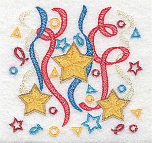 Picture of Stars Ribbon and Confetti Machine Embroidery Design