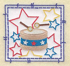 Picture of Drum and Stars Applique Machine Embroidery Design