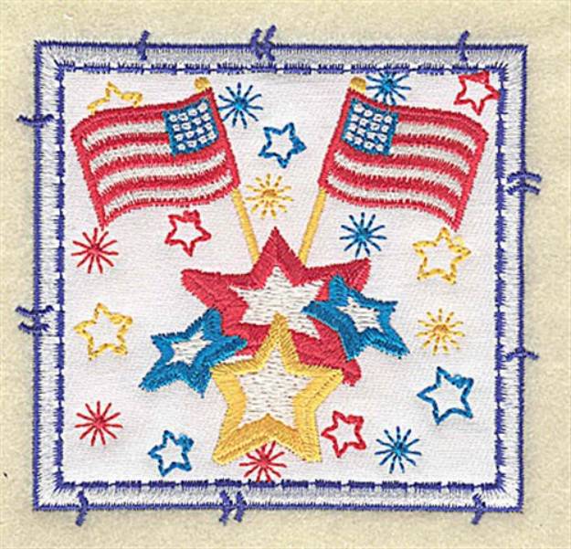 Picture of American Flags Applique Machine Embroidery Design