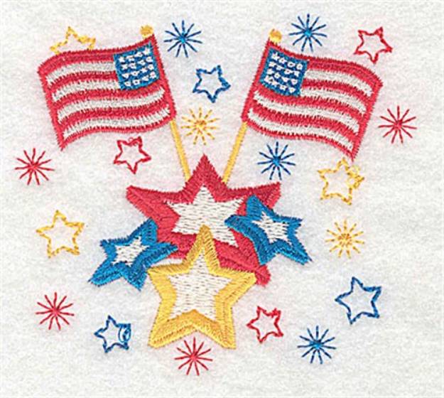 Picture of American Flags Machine Embroidery Design