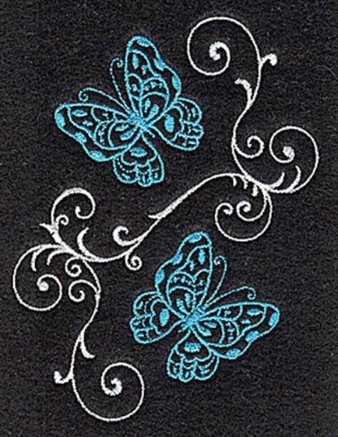 Picture of Butterflies Swirls Machine Embroidery Design