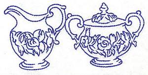 Picture of Floral Creamer and Sugar Bowl Machine Embroidery Design