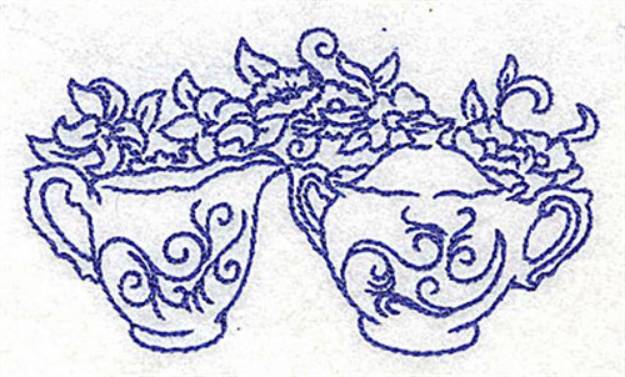Picture of Floral Creamer and Sugar Bowl Machine Embroidery Design