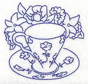 Picture of Floral Teacup Machine Embroidery Design