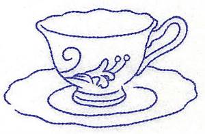 Picture of Tea Cup and Saucer Machine Embroidery Design