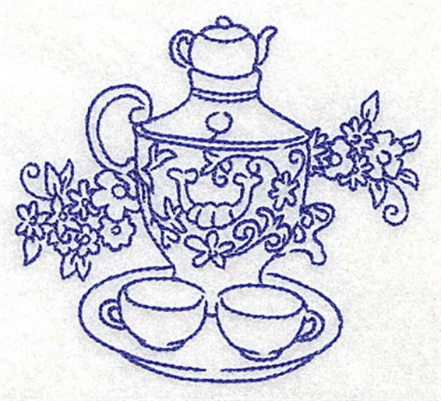 Picture of Flowers Tea Set Machine Embroidery Design
