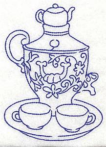 Picture of Tea Set Platter Machine Embroidery Design