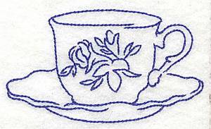 Picture of Floral Teacup Machine Embroidery Design