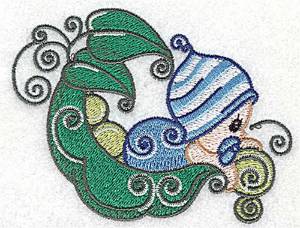Picture of Baby Looking Over Peapod Machine Embroidery Design