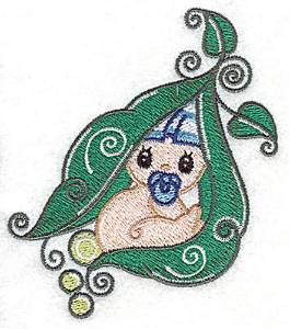 Picture of Baby Snuggling in Peapod Machine Embroidery Design