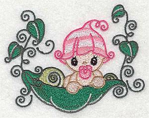 Picture of Baby on Peapod Machine Embroidery Design