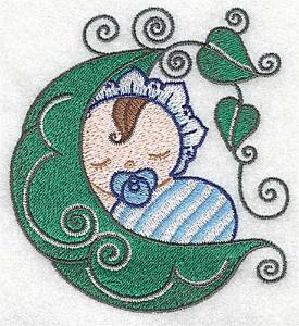 Picture of Baby Asleep in Peapod Machine Embroidery Design