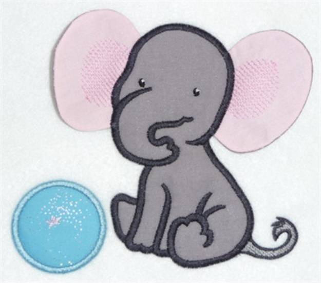 Picture of Elephant body and ball double applique Machine Embroidery Design