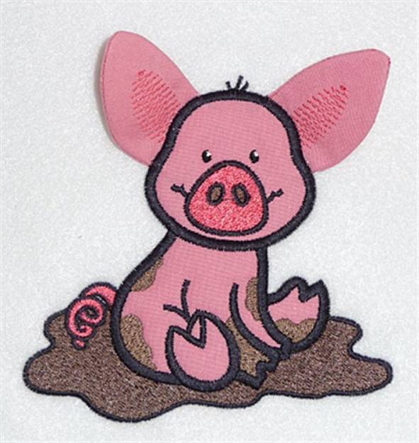 Picture of Pig body in mud applique Machine Embroidery Design