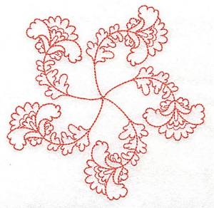 Picture of Scalloped Floral Redwork Machine Embroidery Design