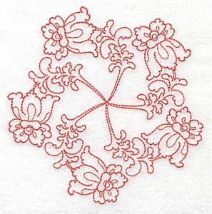 Picture of Floral Carousel Redwork Machine Embroidery Design