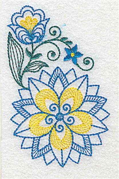 Picture of Elegant Floral Corner Machine Embroidery Design