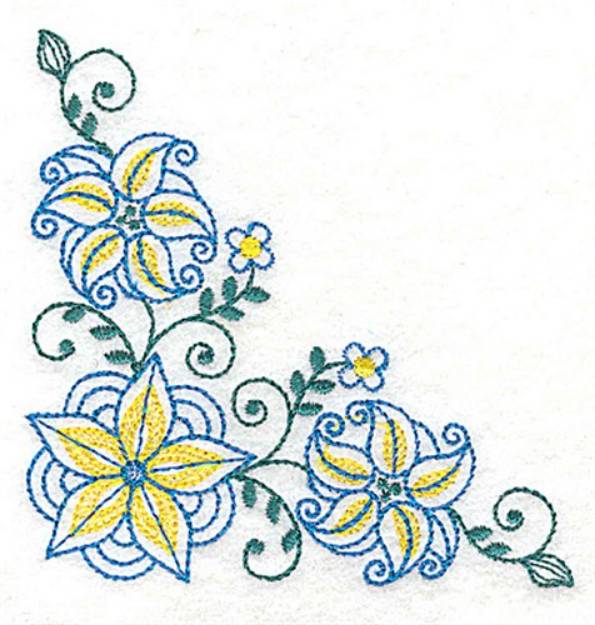 Picture of Elegant Floral Corner Machine Embroidery Design