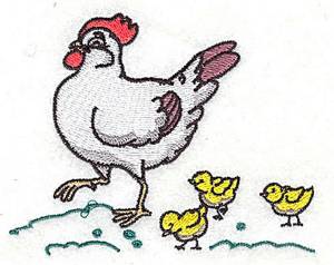 Picture of Mother Hen And Chicks Machine Embroidery Design