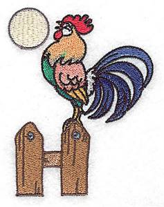 Picture of Rooster On Fence Machine Embroidery Design