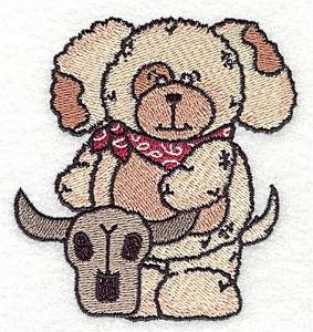Picture of Puppy With Steer Skull Machine Embroidery Design
