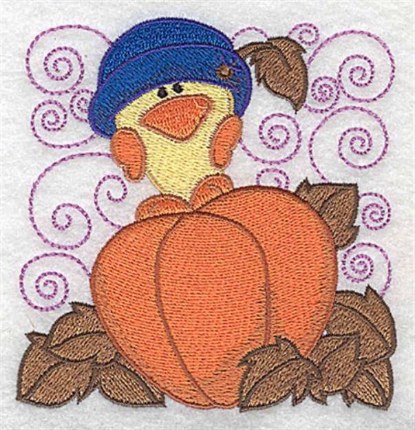 Picture of Chick On Pumpkin Machine Embroidery Design