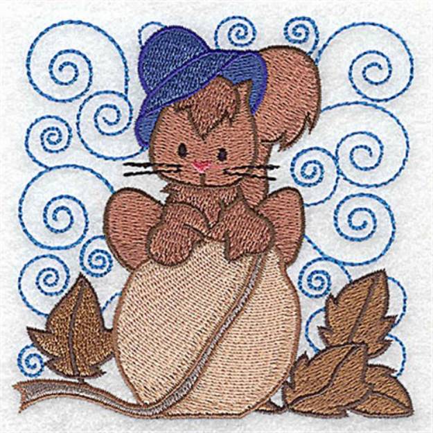 Picture of Squirrel On Acorn Machine Embroidery Design