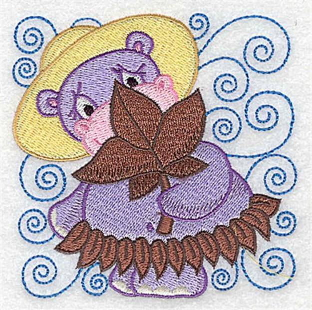 Picture of Hippo In Leaf Skirt Machine Embroidery Design