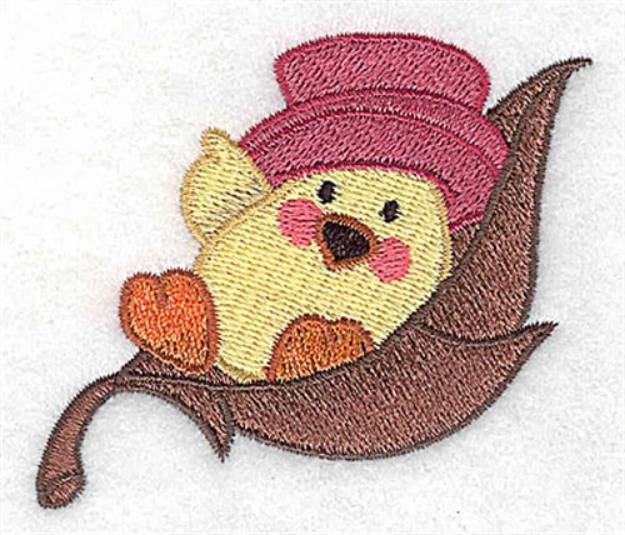 Picture of Chick In Leaf Machine Embroidery Design