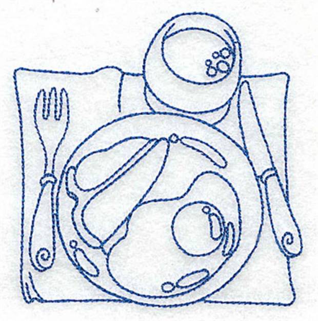 Picture of Breakfast Place Setting Machine Embroidery Design